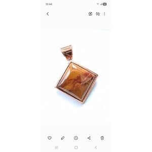 79.  Vintage Jay King copper and picture jadper pendant